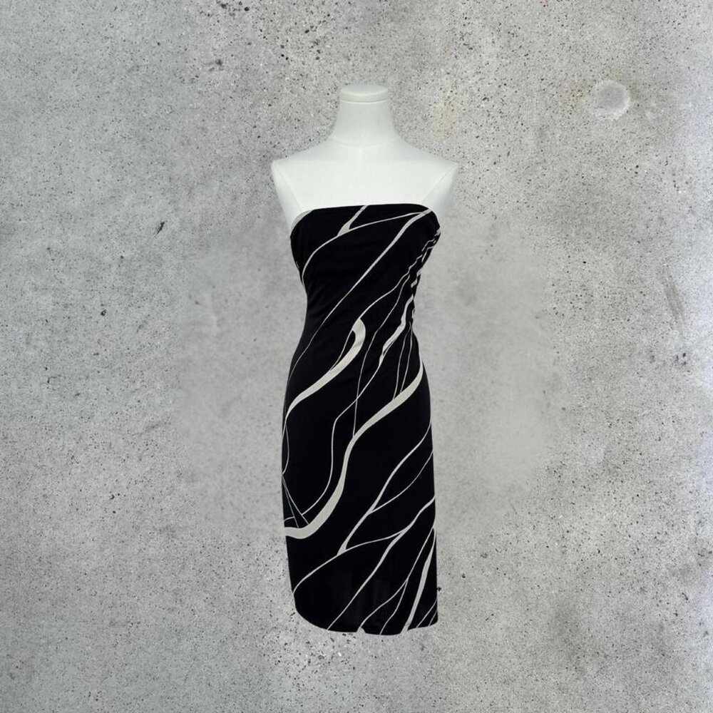 Vintage Black and white strapless dress